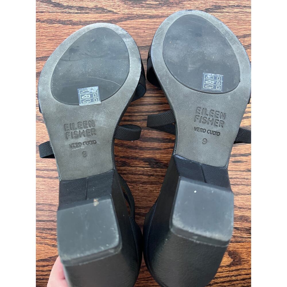 Eileen Fisher Leather Open-Toe Wedge Sandals size 9 - Picture 4 of 5